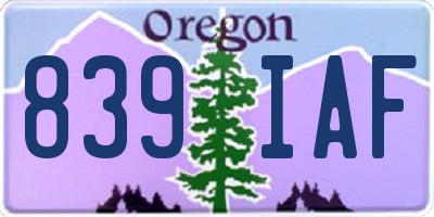 OR license plate 839IAF
