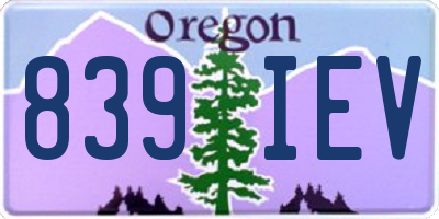OR license plate 839IEV