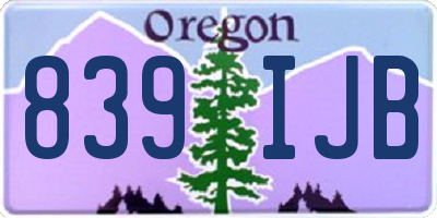 OR license plate 839IJB