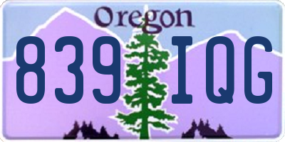 OR license plate 839IQG