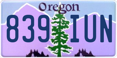 OR license plate 839IUN