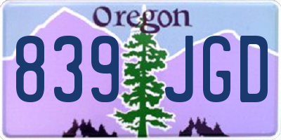 OR license plate 839JGD