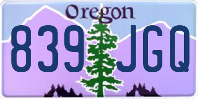 OR license plate 839JGQ