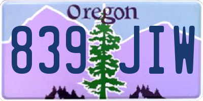 OR license plate 839JIW