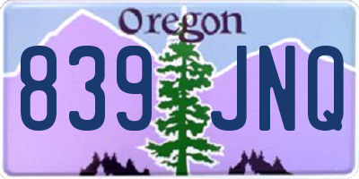 OR license plate 839JNQ