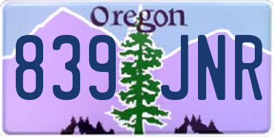 OR license plate 839JNR