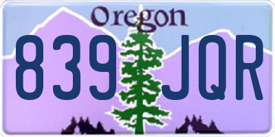 OR license plate 839JQR