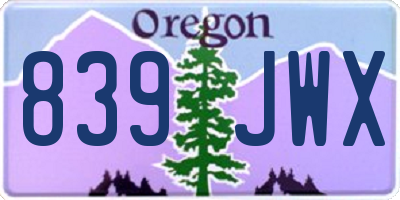 OR license plate 839JWX