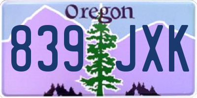 OR license plate 839JXK