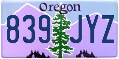 OR license plate 839JYZ