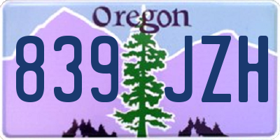 OR license plate 839JZH