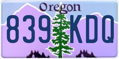 OR license plate 839KDQ