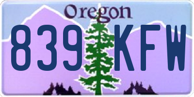 OR license plate 839KFW
