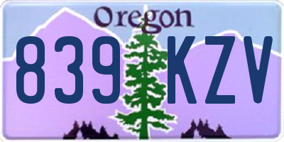 OR license plate 839KZV