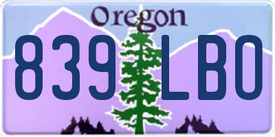 OR license plate 839LBO