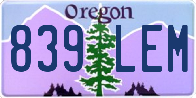 OR license plate 839LEM