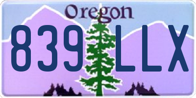 OR license plate 839LLX