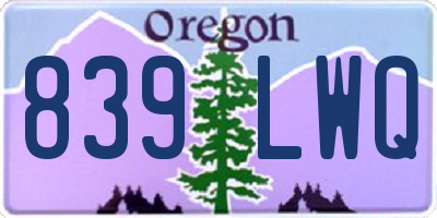 OR license plate 839LWQ