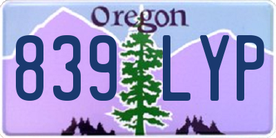 OR license plate 839LYP