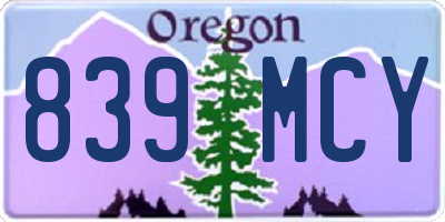 OR license plate 839MCY