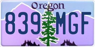 OR license plate 839MGF