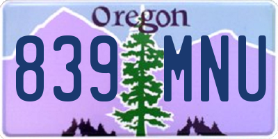 OR license plate 839MNU