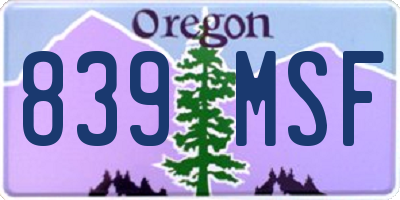 OR license plate 839MSF