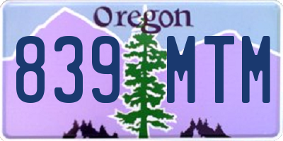 OR license plate 839MTM