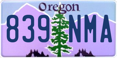 OR license plate 839NMA