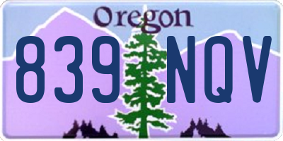 OR license plate 839NQV