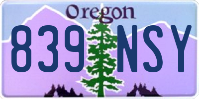 OR license plate 839NSY