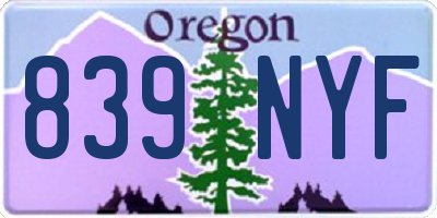 OR license plate 839NYF