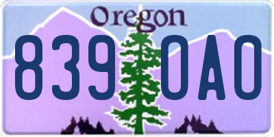 OR license plate 839OAO