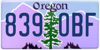OR license plate 839OBF