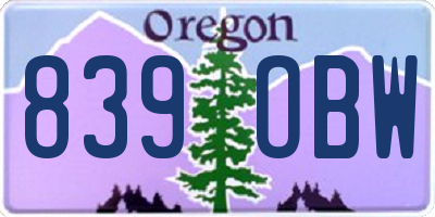 OR license plate 839OBW