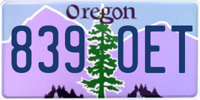 OR license plate 839OET
