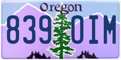 OR license plate 839OIM