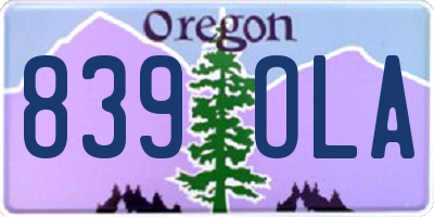 OR license plate 839OLA