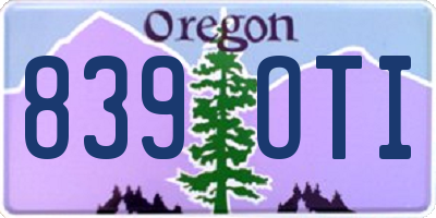 OR license plate 839OTI