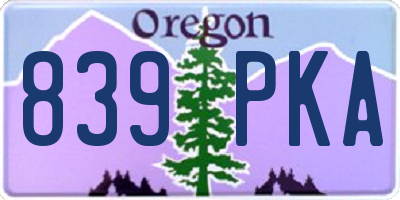 OR license plate 839PKA