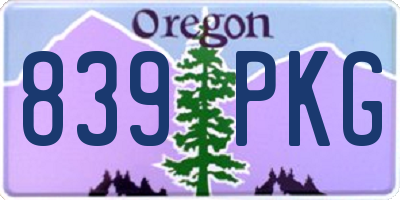 OR license plate 839PKG
