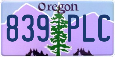 OR license plate 839PLC