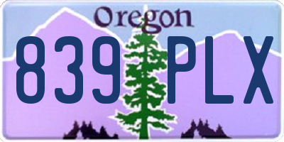 OR license plate 839PLX