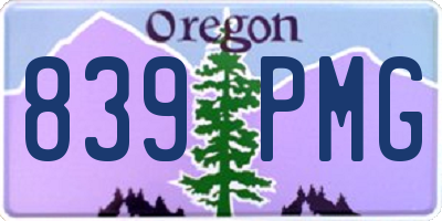OR license plate 839PMG
