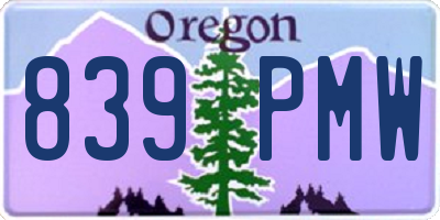 OR license plate 839PMW