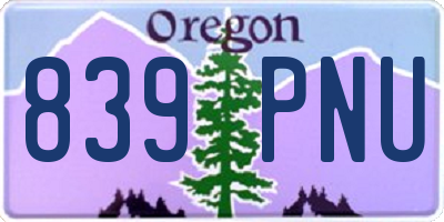 OR license plate 839PNU