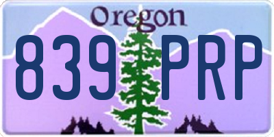 OR license plate 839PRP