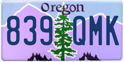 OR license plate 839QMK