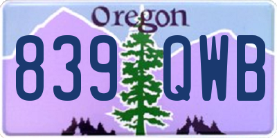 OR license plate 839QWB
