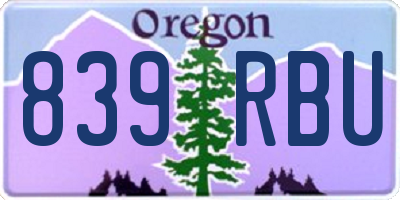 OR license plate 839RBU